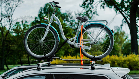 a bike putting on a roof rack