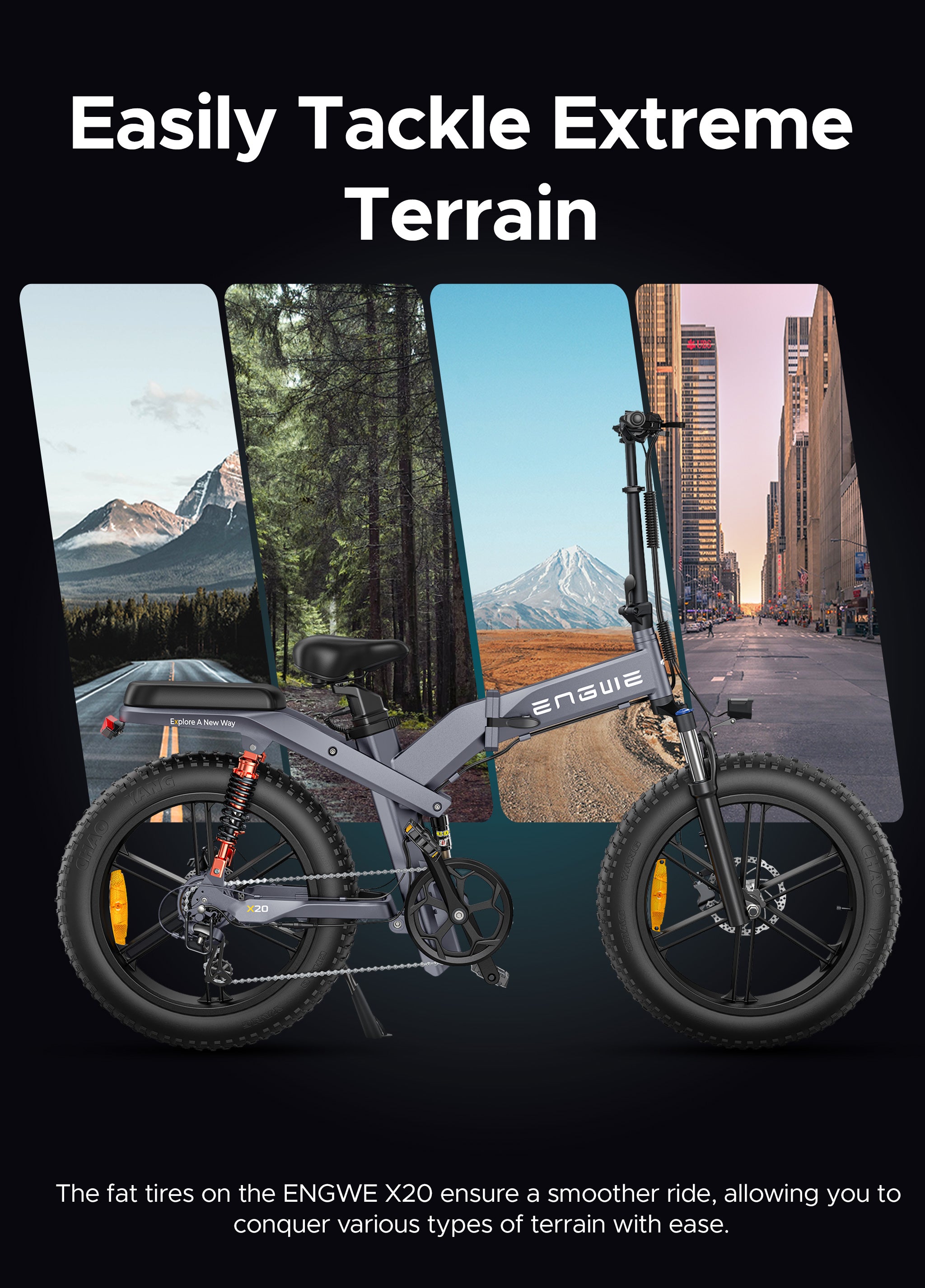 Engwe X20 - 1000W All-terrain Folding Fat Tire E-bike – Engwe USA
