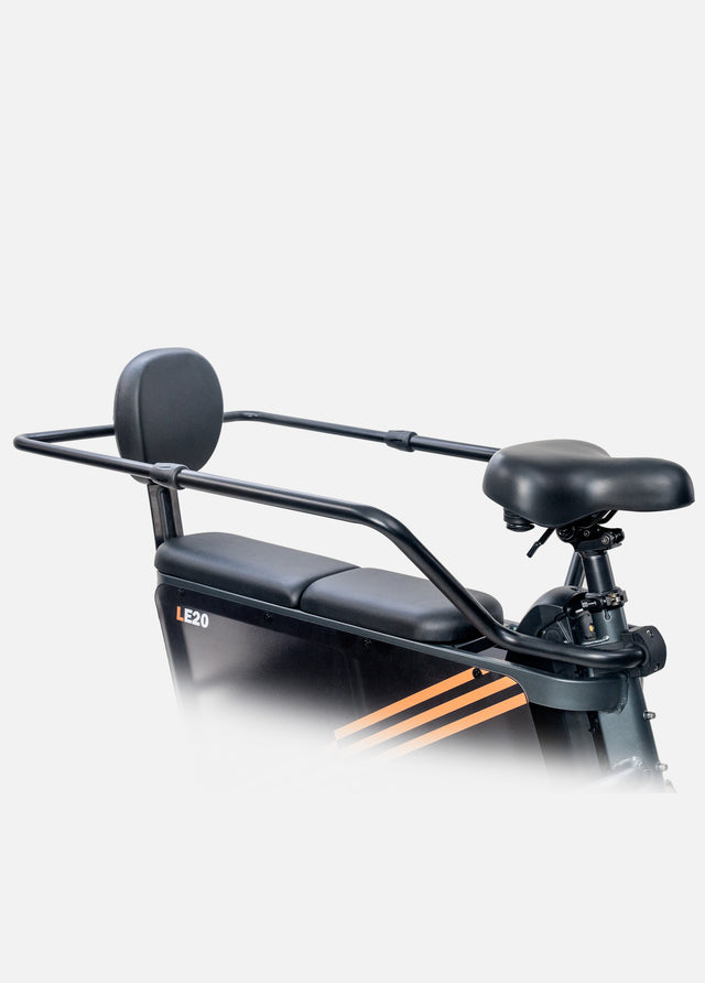 the bike guardrail and backrest kit mounted on the engwe le20 e cargo bike