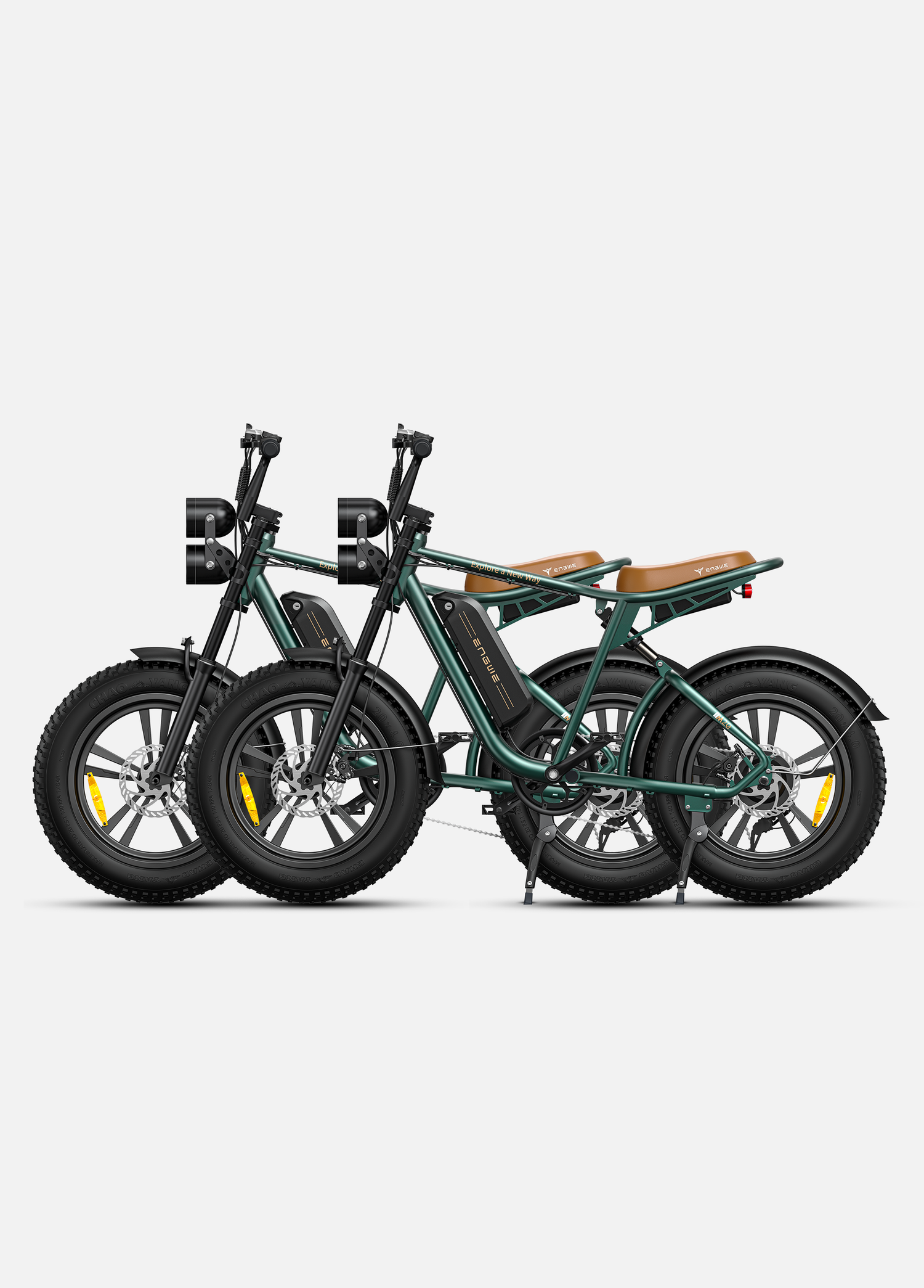engwe m20 combo: 2 green engwe m20 e-bikes