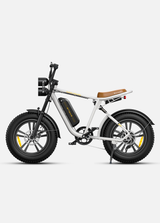a white engwe m20 off-road electric bike