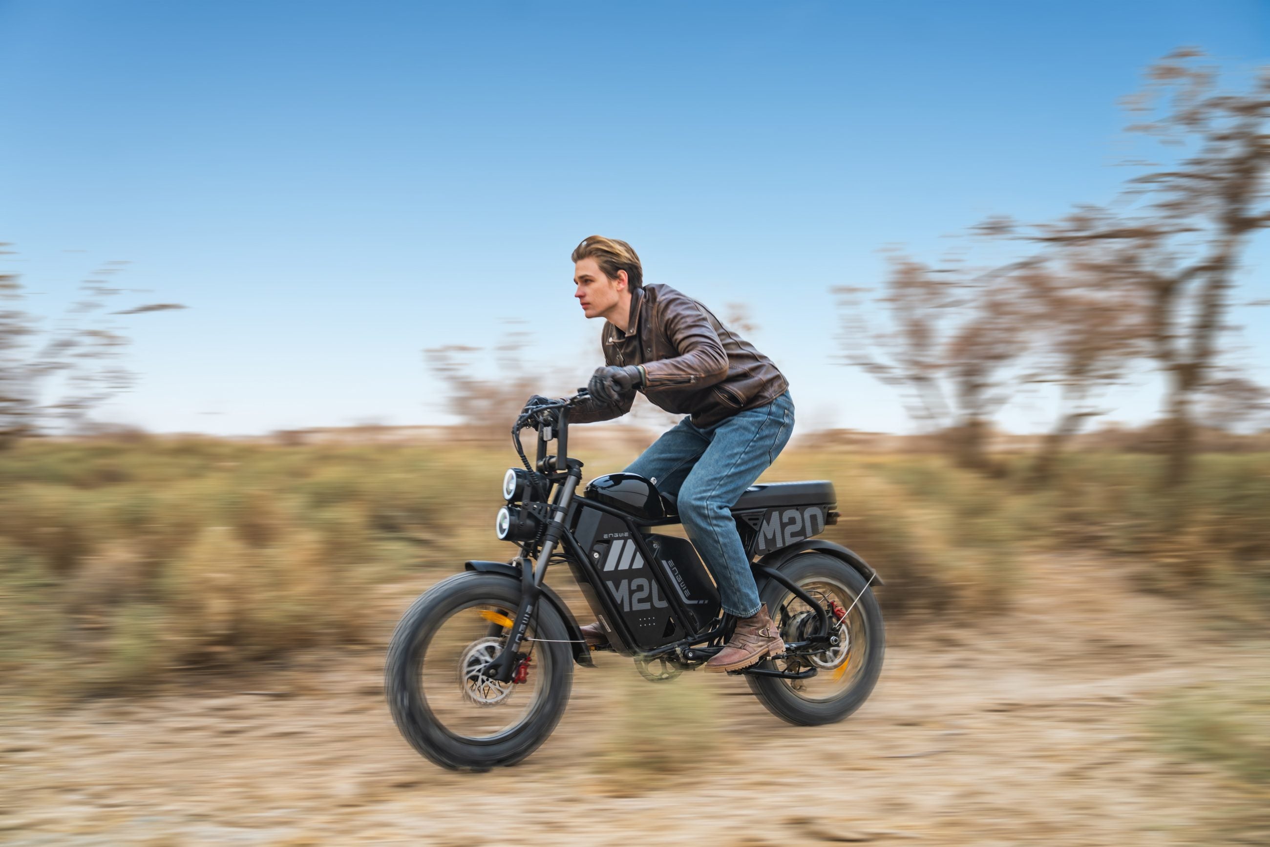 Rider on a black ENGWE M20